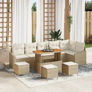 vidaXL Ensemble de canapé de jardin 10 pcs Beige polyrotin pas cher