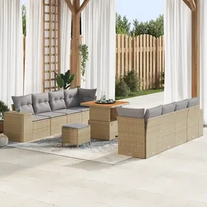 vidaXL Ensemble de canapé de jardin 11 pcs Beige polyrotin pas cher