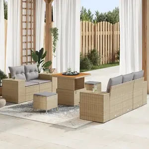 vidaXL - Tuinbank - Set - 8 - pcs - Beige - poly - rattan pas cher