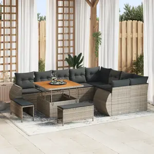vidaXL - Tuinbank - Set - 12 - pcs - Grijs - poly - rattan pas cher