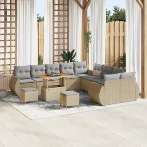 vidaXL Ensemble de canapé de jardin 13 pcs Beige polyrotin pas cher