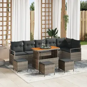 vidaXL Ensemble de canapé de jardin 10 pcs Gris Poly rotin pas cher