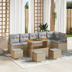 vidaXL Ensemble de canapé de jardin 10 pcs Beige Poly rotin pas cher