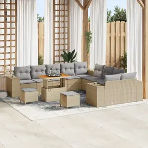 vidaXL Ensemble de canapé de jardin 13 pcs Beige polyrotin pas cher