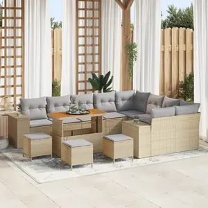 vidaXL Ensemble de canapé de jardin 13 pcs Beige polyrotin pas cher