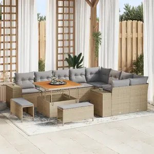 vidaXL Ensemble de canapé de jardin 12 pcs Beige polyrotin pas cher