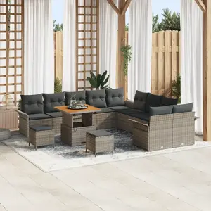vidaXL vidaXL Ensemble de canapé de jardin 13 pièces avec coussins gris Poly Rattan Acacia, vidaXL Canapé de jardin 2 places avec coussins gris Poly Rattan, vidaXL Ensemble de salle à manger de jardin 3 pièces avec coussins gris Poly Rattan Acacia pas cher