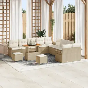 VIDAXL Ensemble de canapés de jardin 13 pièces avec coussins Beige Poly Rattan Acacia, Canapé de jardin 2 places avec coussins Beige Poly Rattan, Ensemble de repas de jardin de 3 pièces avec coussins Beige Poly Rattan Acacia pas cher