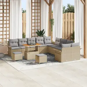 vidaXL Ensemble de canapé de jardin 13 pcs Beige polyrotin pas cher