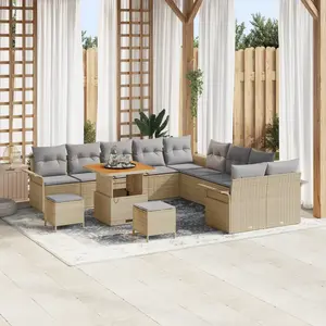 vidaXL vidaXL Ensemble de Canapés de Jardin de 13 Pièces avec Coussins Beige Poly Rattan Acacia, vidaXL Canapé de Jardin 2 Places avec Coussins Beige Poly Rattan, vidaXL Ensemble de Salle à Manger de Jardin de 3 Pièces avec Coussins Beige Poly Rattan Acacia pas cher