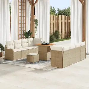 vidaXL Ensemble de canapé de jardin 11 pcs Beige polyrotin pas cher