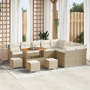 vidaXL Ensemble de canapé de jardin 13 pcs Beige polyrotin pas cher