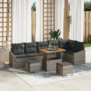 vidaXL Ensemble de canapés de jardin 9 pièces avec coussins gris pas cher