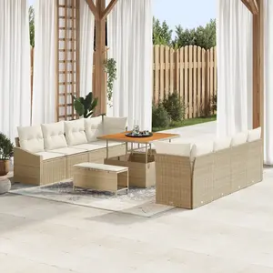 vidaXL Ensemble de canapé de jardin 11 pcs Beige polyrotin pas cher
