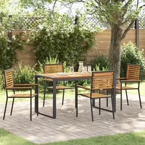 vidaXL Ensemble de salle à manger pour jardin 5 pcs Noir et Marron pas cher