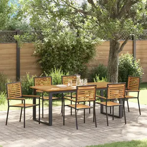 vidaXL Ensemble de salle à manger pour jardin 7 pcs Noir pas cher