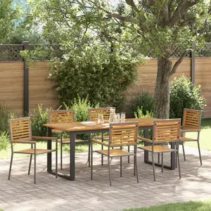 vidaXL Ensemble de salle à manger pour jardin 7 pcs Gris pas cher