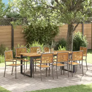 vidaXL Ensemble de salle à manger pour jardin 9 pcs Gris pas cher
