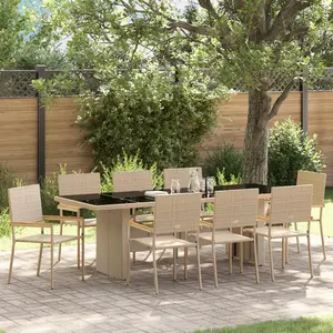 Comparateur de prix : vidaXL ensemble de jardin de 9 pièces en poly rotin beige
