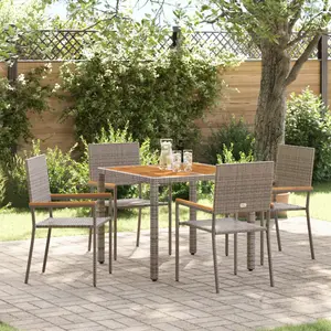vidaXL Ensemble de salle à manger pour jardin 5 pcs Gris polyrotin pas cher
