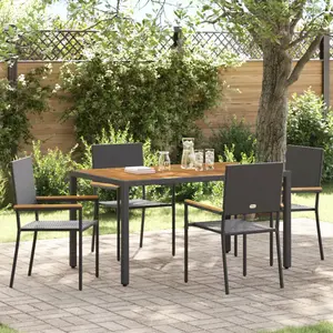 vidaXL Ensemble de salle à manger pour jardin 5 pcs Noir polyrotin pas cher