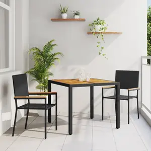 vidaXL Ensemble de salle à manger pour jardin 3 pcs Noir polyrotin pas cher