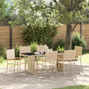 vidaXL Ensemble de salle à manger pour jardin 7 pcs Beige polyrotin pas cher