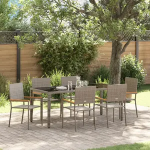 vidaXL Ensemble de salle à manger pour jardin 7 pcs Gris polyrotin pas cher