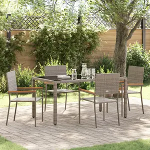 vidaXL Ensemble de salle à manger pour jardin 5 pcs Gris polyrotin pas cher