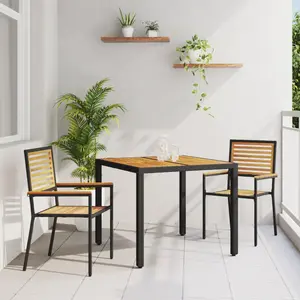 vidaXL Ensemble de salle à manger pour jardin 3 pcs Noir et Marron pas cher