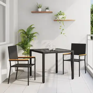 vidaXL Ensemble de salle à manger pour jardin 3 pcs Noir polyrotin pas cher