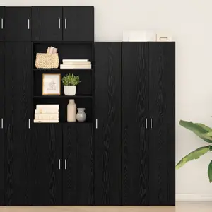 vidaXL Vidaxl Buffet Chêne Noir 30x42.5x185 Cm Bois D'ingénierie pas cher