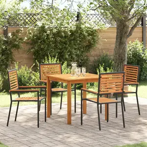 vidaXL Ensemble de salle à manger pour jardin 5 pcs Noir pas cher
