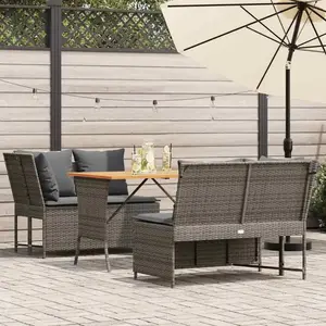 vidaXL Salon de jardin avec coussins 3 pcs gris résine tressée pas cher