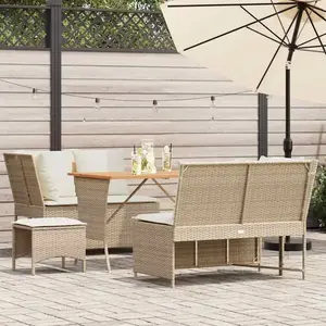 vidaXL Salon de jardin avec coussins 5 pcs beige résine tressée pas cher