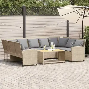 vidaXL Canapé de jardin avec coussins beige résine tressée pas cher