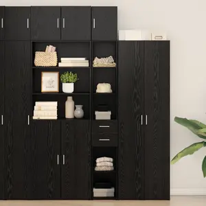 vidaXL Armoire de rangement 2 pcs Chêne noir 30 x 42,5 x 225 cm