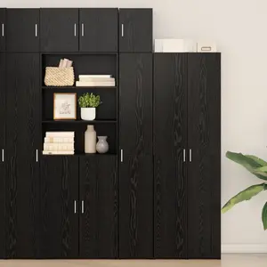 vidaXL Armoire de rangement 3 pcs Chêne noir 30 x 42,5 x 225 cm pas cher