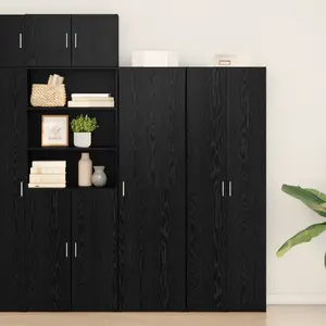 Comparateur de prix : vidaXL Vidaxl Buffet En Chêne Noir 50x42.5x185 Cm En Bois Reconstitué