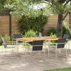 vidaXL Ensemble De Salle À Manger De Jardin 7 Pièces En Teck Massif Vidaxl, Table De Salle À Manger Extérieure 180x90x75 Cm En Teck Massif Vidaxl pas cher