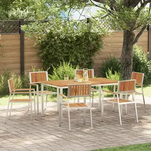 vidaXL Ensemble de repas extérieur 7 pcs Marron Bois d'Acacia Massif pas cher