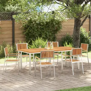 vidaXL Ensemble de repas extérieur 7 pcs Marron Bois d'Acacia Massif pas cher
