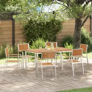vidaXL Ensemble de repas extérieur 7 pcs Marron Bois de teck massif pas cher