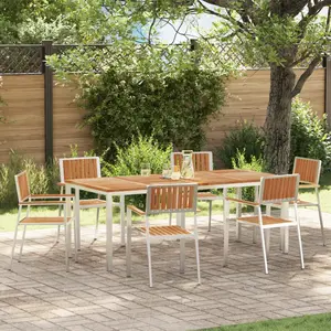 vidaXL Set de repas de jardin 7 pièces en bois massif Teck vidaXL pas cher