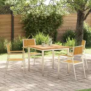 vidaXL Ensemble repas jardin 5 pièces en teck massif pas cher
