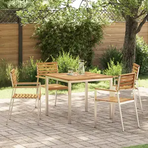 vidaXL Ensemble de Salle à Manger de Jardin 5 Pièces en Bois Massif d'Acacia pas cher