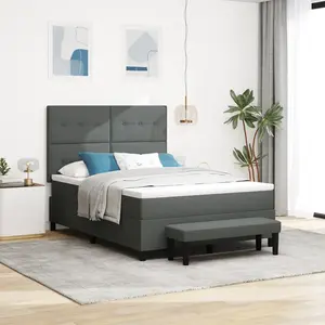 vidaXL Vidaxl Lit Box Spring Avec Matelas Et Banc Gris Foncé 140x190 Cm Tissu pas cher