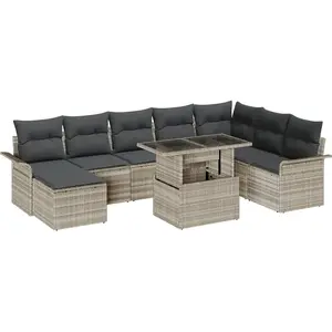 vidaXL Ensemble de canapé de jardin avec coussin 9 pcs Gris clair pas cher