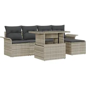 vidaXL Ensemble de canapé de jardin 6 pcs Gris clair Poly rotin pas cher