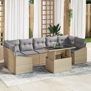 vidaXL Ensemble De Canapé De Jardin Vidaxl Ensemble De 8 Beige Et Gris pas cher